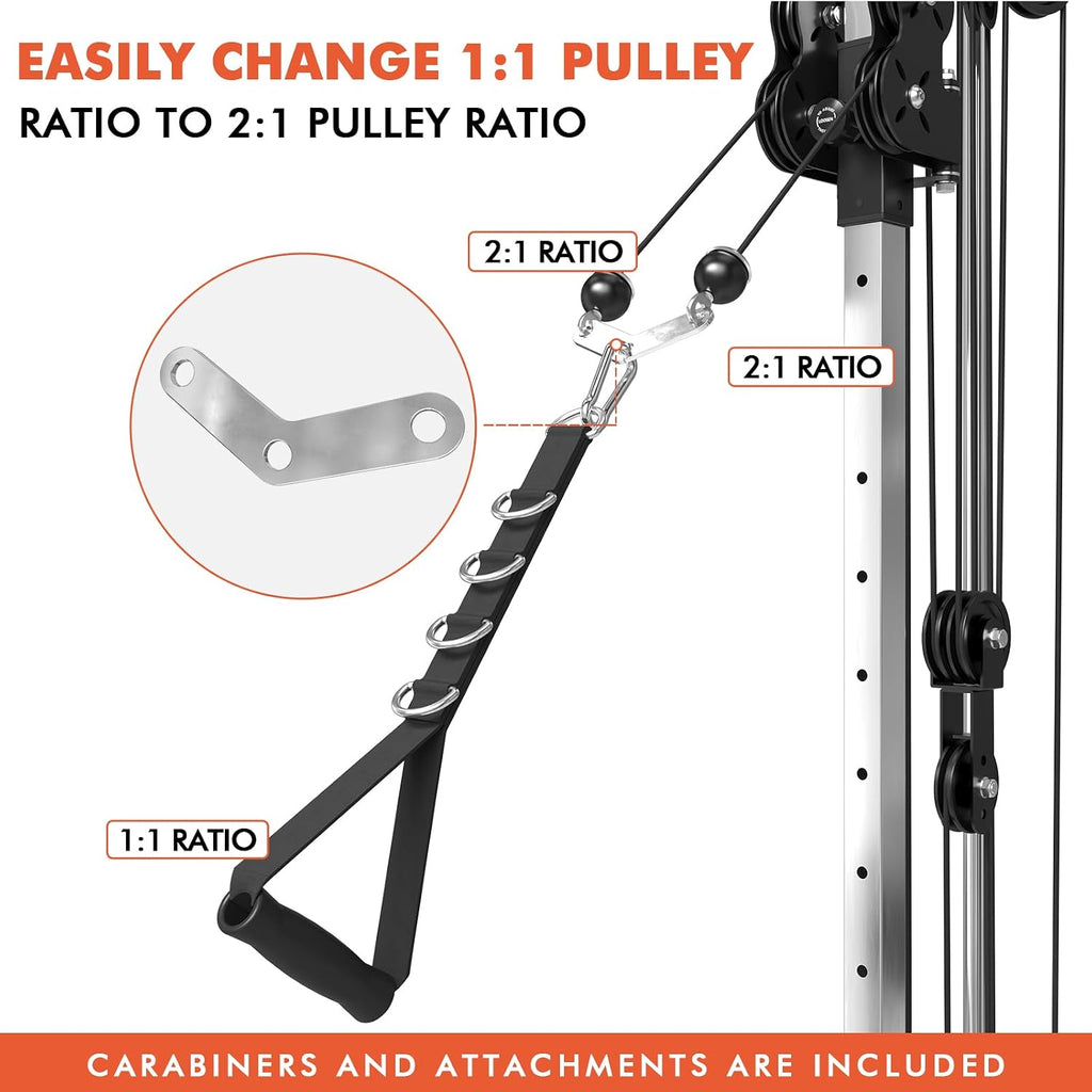 Mikolo Wall Mount Cable Station, Cable Crossover Machine with Dual Pulley System and 19 Adjustable Positions for Home Gym Fitness Equipment