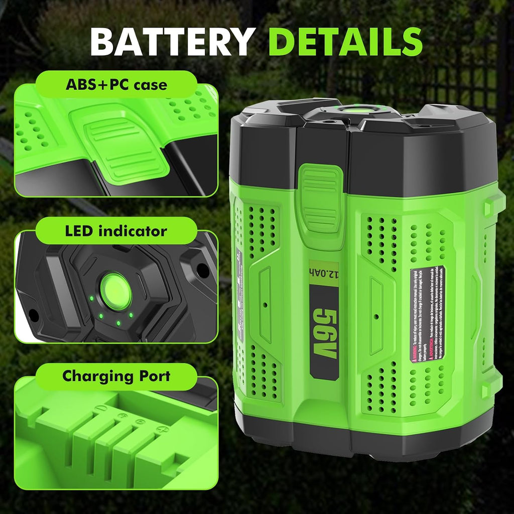 Upgrade to 12000mAh BA2800T High Capacity Replacement for EGO Battery Lithium Compatible with EGO 56 Volt Battery 12.0Ah BA4200 CS1604 CS1804 CS1403 HT2400 LB6504 LB5804 LB6500 LB4800 Cordless Tools