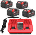 4 Pack Milwaukee 18V Battery & Rapid Charger Kit, 18V 6.0Ah Replacement for Milwaukee Mk18 Battery Compatible with Mk-18 48-11-1850 48-11-1840 48-11-1890 48-11-1815 Cordless Tools