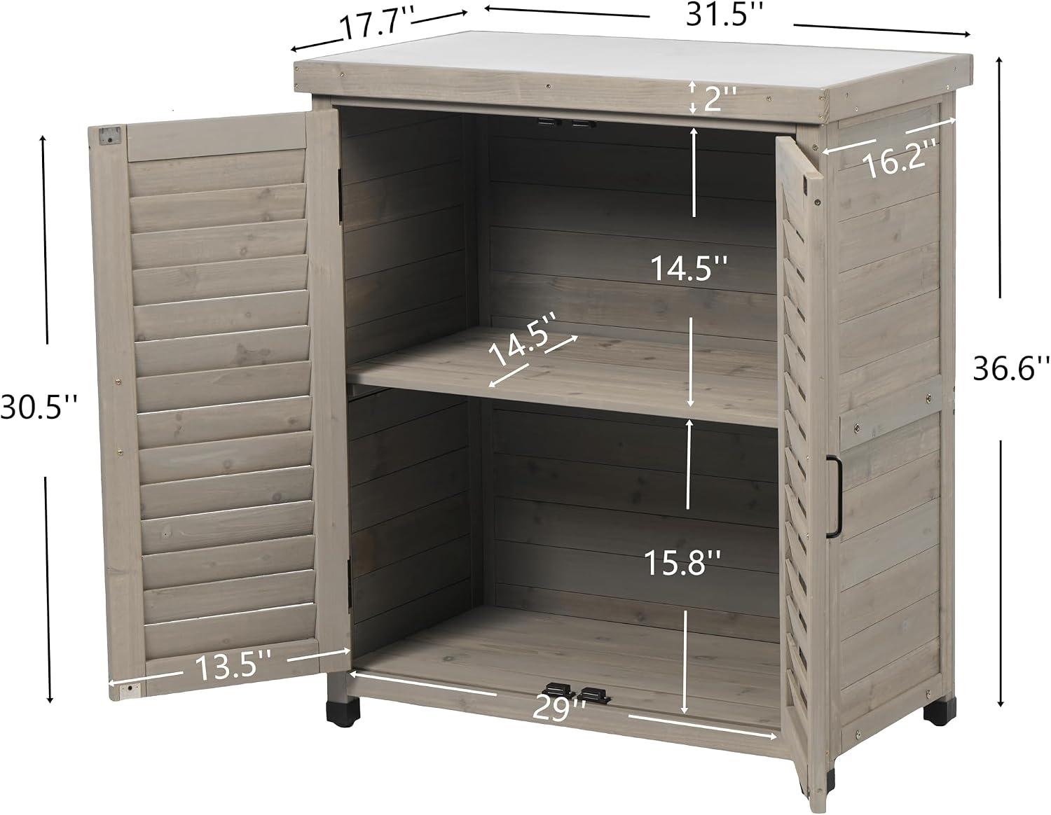 Potting Bench with Metal Tabletop & Storage Cabinet,Wood Garden Workstation | Clean Easily|Spacious Cabinet & Shelf Keep Tools Soil & Pots|Ideal for Gardening Planting & Outdoor Crafting