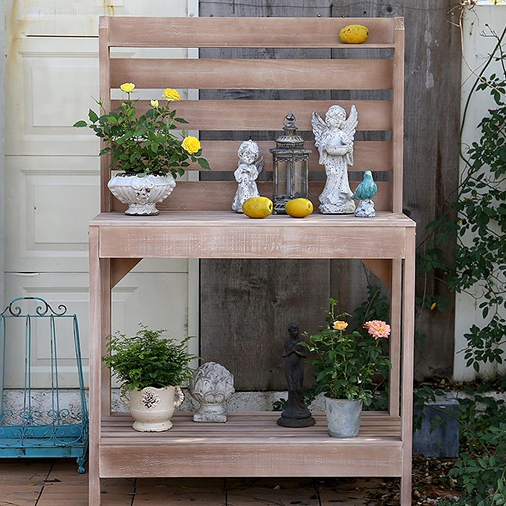 Outdoor Garden Wooden Potting Bench Tables Workbench,Sunscreen,Easy to Install,Storage Table for Country, Garden