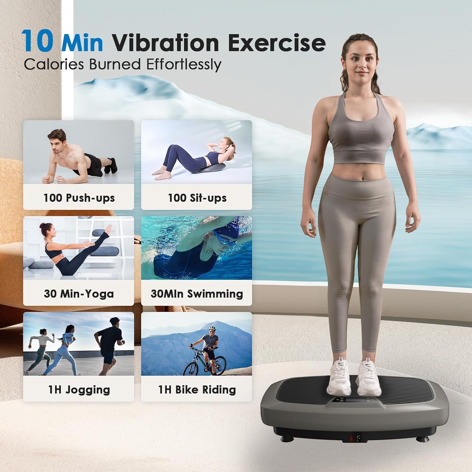 Natini Vibration Plate Exercise Machine - Power Vibrating Plate for Lymphatic Drainage,Whole Boday Workout Machine for Women Weight Loss Home Fitness,350LBS Capacity