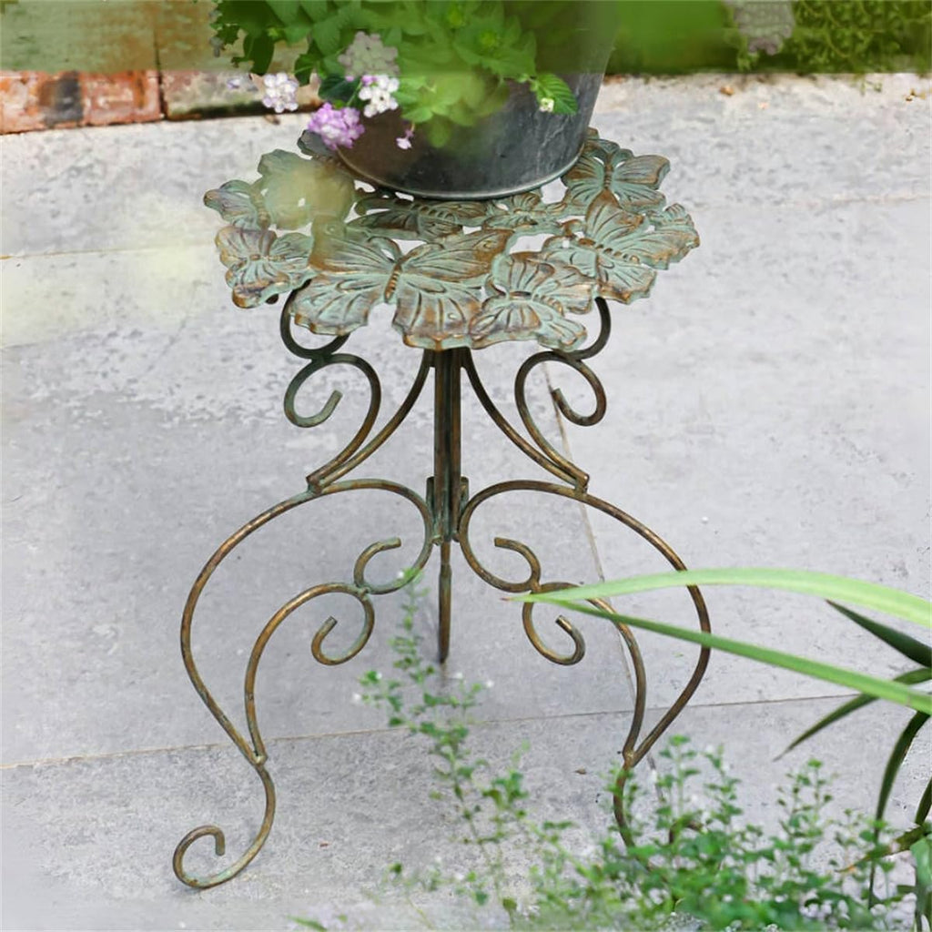 Outdoor Cast Iron Flower Stand, Heavy Duty Cast Iron Potted Plant Stand,Garden Potting Bench Table,Round Potted Plant Stand Rack,Decorative Flower Pot Holder,for Home Garden,Green,Large