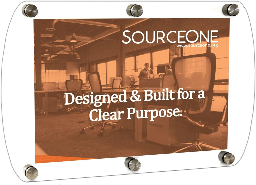 Source One Deluxe Clear Acrylic Standoff Sign Holders 1 Sign, 2 Sign & 3 Signs Available (2 Sign, 1 Pack)