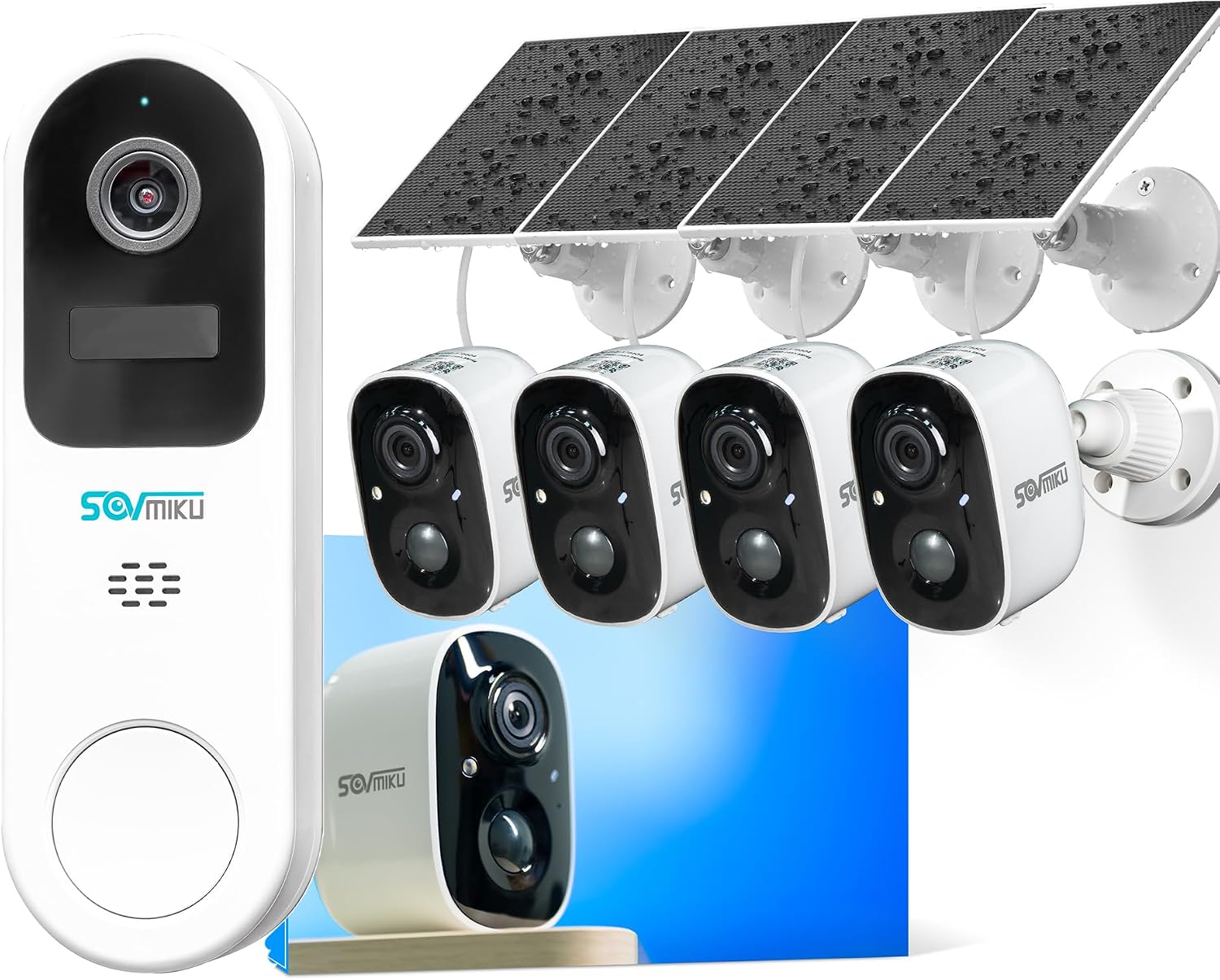 SOVMIKU Vicohome Best Video Doorbell 2K Solar Security Camera Wireless Outdoor System, No NVR Needed, Easy to Setup, Motion Detection, Two Way Audio,Color Night Vision, SD Slot,180 Days Care Plan