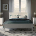 King Size Wood Bed Frame and Headboard, Modern Retro White Platform Beds Frames, Sturdy and Durable Design Mid Century Rustic Wooden Bedroom Set, No Box Spring Needed (White, King)
