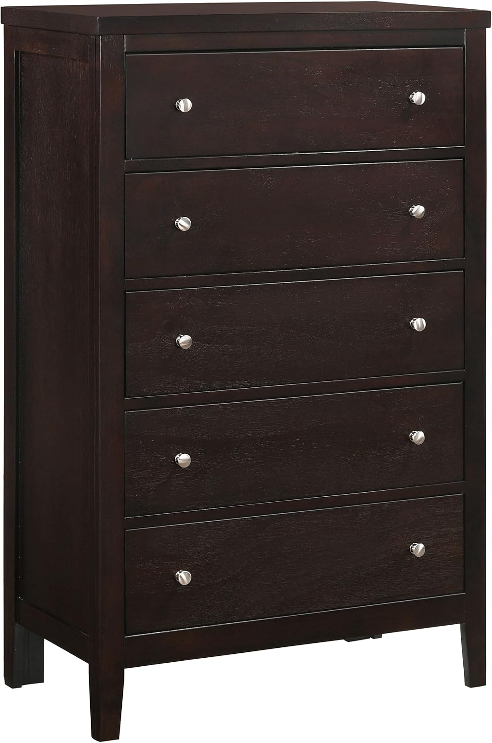 Coaster Home Furnishings Carlton Contemporary 5-Piece Bedroom Set Leatherette Upholstered Twin Size Panel Bed Frame 51-inch Headboard Cappuccino 202091T-S5