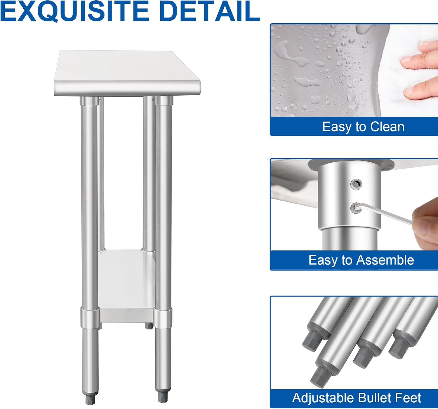 HARDURA Stainless Steel Work Table Commercial 30×12 Inches Kitchen Prep Table and Heavy Duty Commercial Workbench NSF 430 with Undershelf and Galvanized Legs