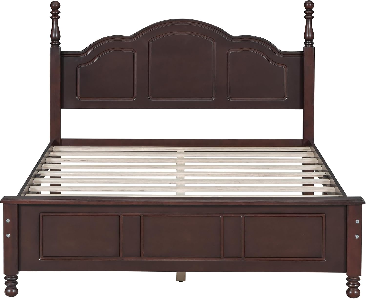 Merax 3-Pieces Bedroom Sets, Full Size Retro Style Wood Bed Frame with Two Nightstands and high Headboard for Bedroom, Wood Slat Support, No Box Spring Needed, Easy Assembly (Dark Walnut)