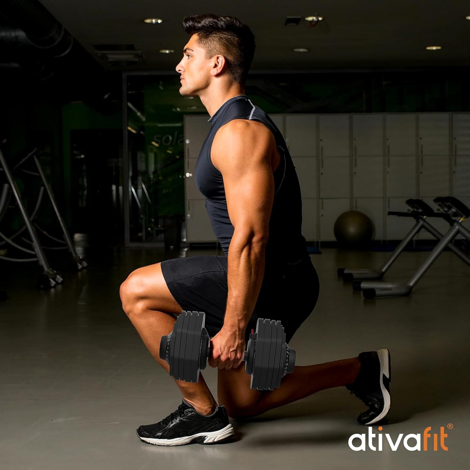 ATIVAFIT Adjustable Dumbbells Set of 2, 5–88LB Quick Adjust Free Weights with Double Safety Lock & Anti-Slip Steel Handle, Space Saving Home Gym Equipment for Full Body Strength Training