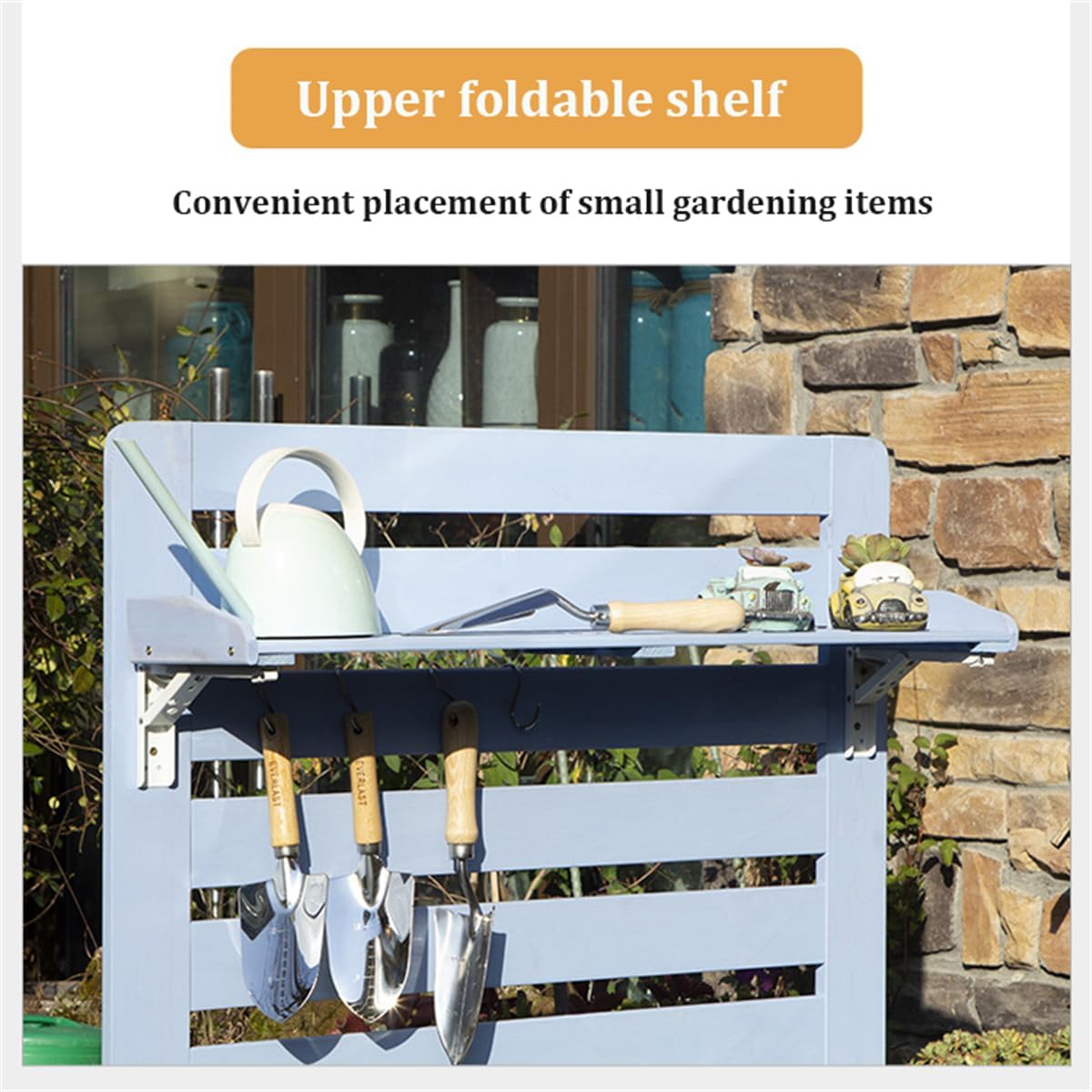 Potting Table Outdoor Potting Bench, Large Outdoor Kitchen Island Prep Station,Balcony Gardening Table,Outdoor Solid Wood Garden Work Bench Station,for Outside All Weather Use,Blue