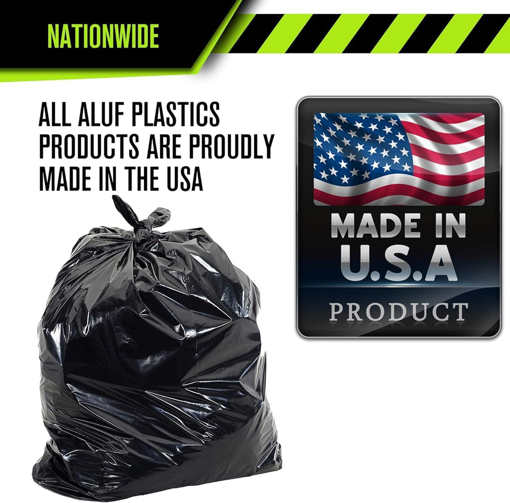 Aluf Plastics RCT-60XXX Star Sealed Coreless Rolls with E-Z Tie Flap Closure, 60 gal, Polyethylene, 38' x 58', Black (Pack of 400)