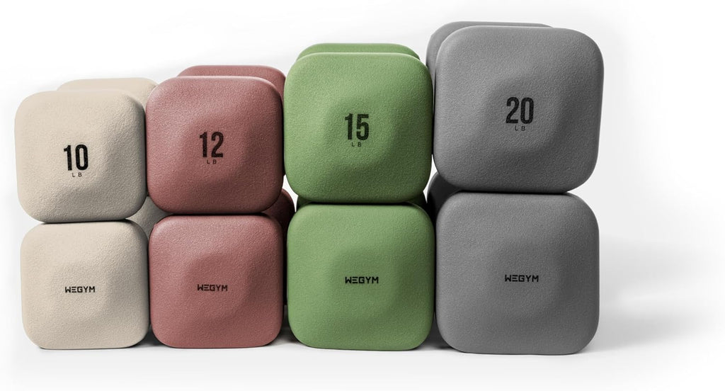 WeGym SafeGrip Square Dumbbells with Anti Slip Handles, Aesthetic Free Weights for Home Workouts, Stable Design Prevents Rolling during Floor Exercises - Set