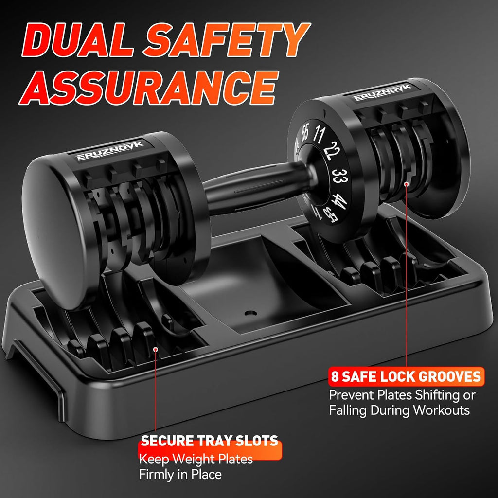 25/55lb Pair Adjustable Dumbbell Set, Adjustable Dumbbells Set of 2, 5 in 1/10 in 1 Free Weights Dumbbells Set with Anti-Slip Texture Handle, Weight Set For Home Gym Suit both Men and Women
