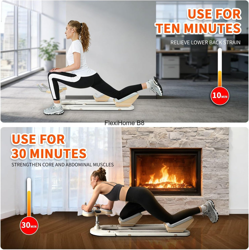 Spine Twist and Stretch Trainer, Adjustable Back Stretcher Machine, Detachable Waist Workout Equipment for Lower Back Pain Relief, Spine Decompression, Leg Stretching & Core Activation