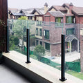 Glass Deck Railing System Glass Panel Post, Glass Railing Post Terraces Black Glass Railing Standoff, Anti-Rust Square Balustrade Panel Clamp for Deck Swimming Pool, Heavy Duty End/Middle/Corner Post(