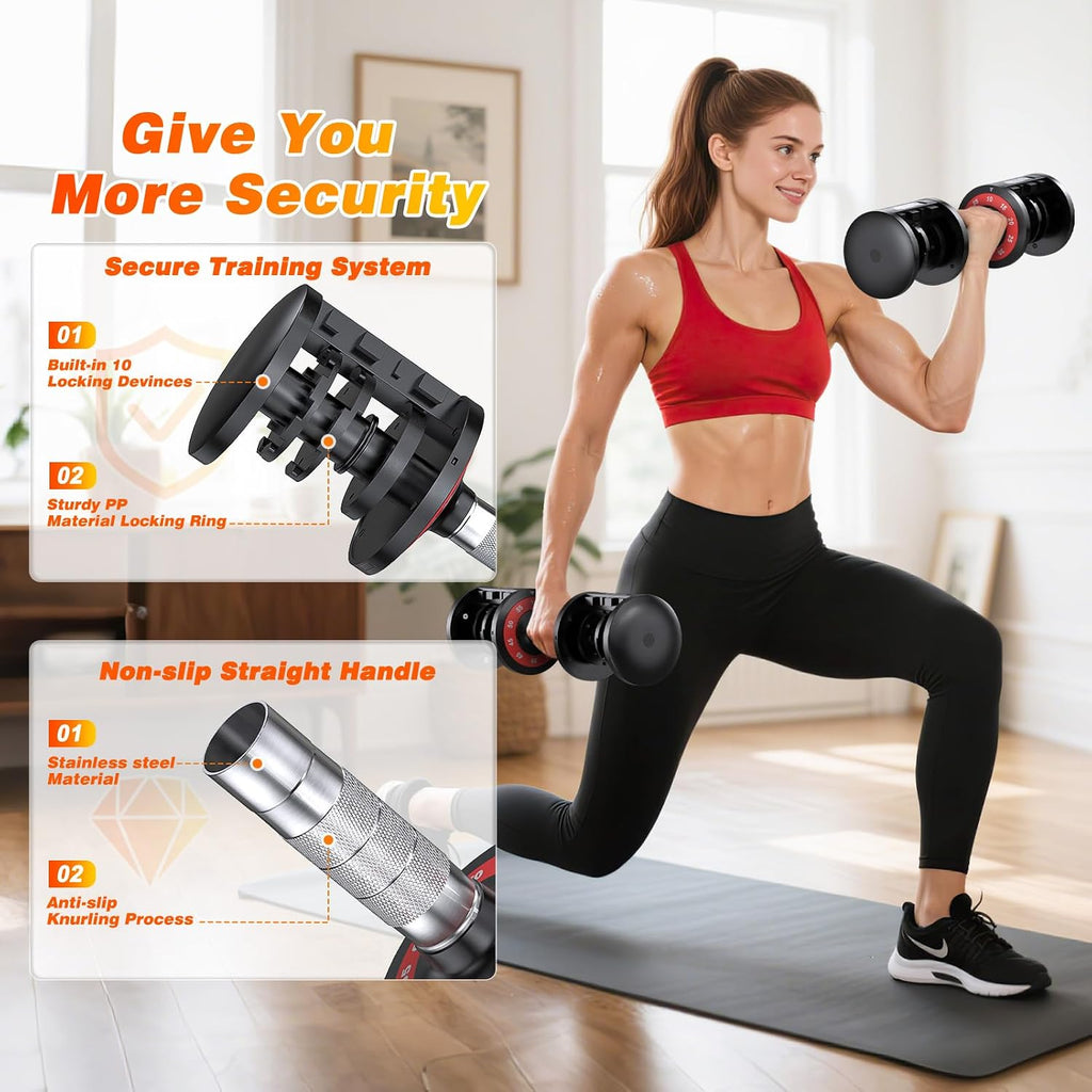XDDIAS Adjustable Dumbbells Set of 2 for Strength Training, One-Hand Quick Adjust, 25/55/80/90 lbs Options, Anti-Slip Grip Handle, Compact Home Gym Weights for Men Women