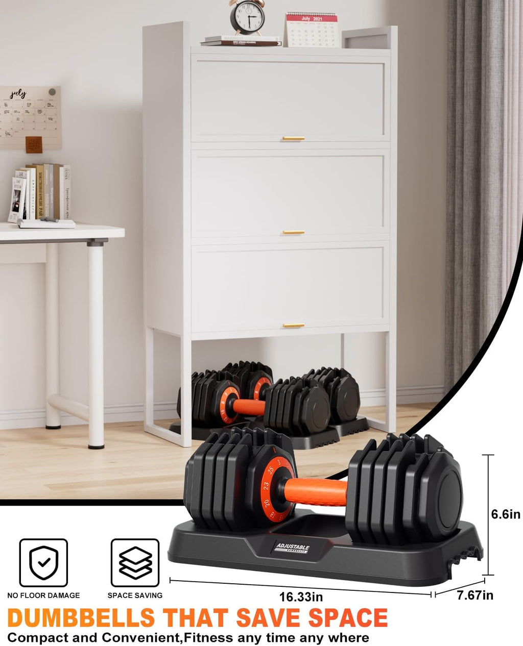 Adjustable Dumbbell Set, 10-in-1 25LB/55LB Ajustable Dumbbells with Safe Locking System, Enclosed Storage Tray, 1 Sec Fast Adjustment, Comfortable Non-Slip Textured Grip, Suitable for Home Gym Workouts Men and Women