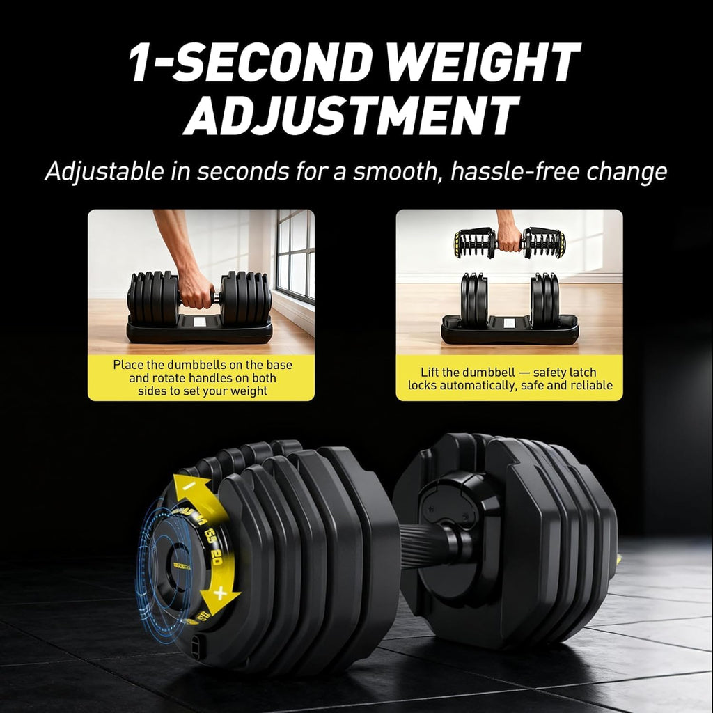 Adjustable Dumbbell Set of 2, 65 lb/95 lb Single Weight, 15-in-1, Fast Adjust Weight Handle, Quick-Lock Adjustable Dumbbell Series for Full Body Workout