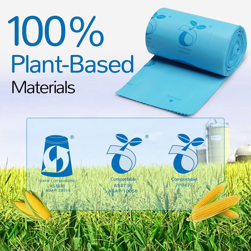 Airthereal Bundle | Revive Electric Kitchen Composter (Grey) and 3-Pack Compostable Trash Bags (1.6 Gallon, 150 Count, Blue) - Turn Food Waste and Scraps into Dry Compost Fertilizer