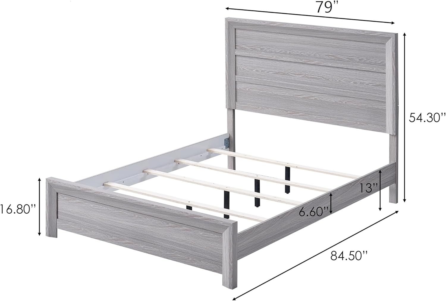 Drift Wood Grey Finish 5pc Full Size Panel Bed Set Wooden Bedroom Furniture Contemporary