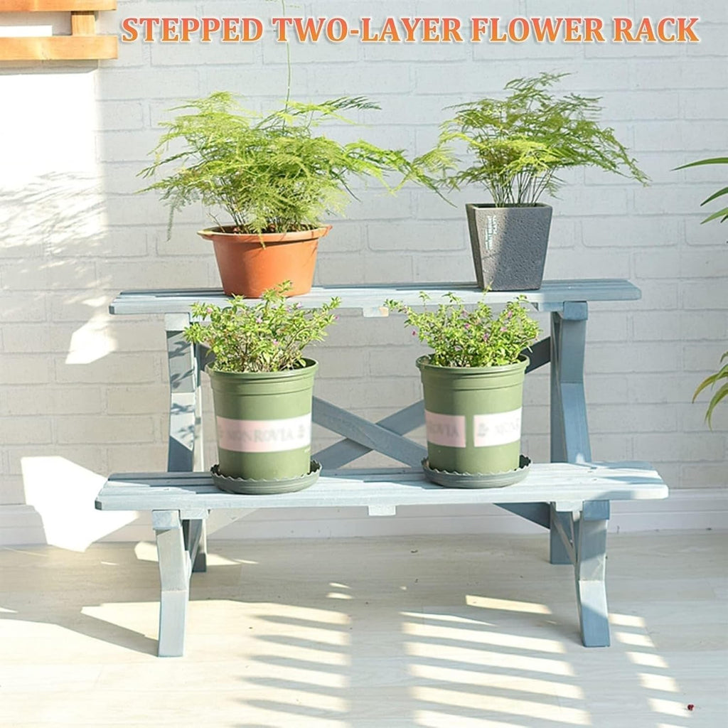 Plants Stands Plant Stand Indoor Plant Flower Stand Outdoor Garden Potting Bench Work Station Two Layers Workbench Planting Plant Holders Indoor Stand(60x45x46cm)