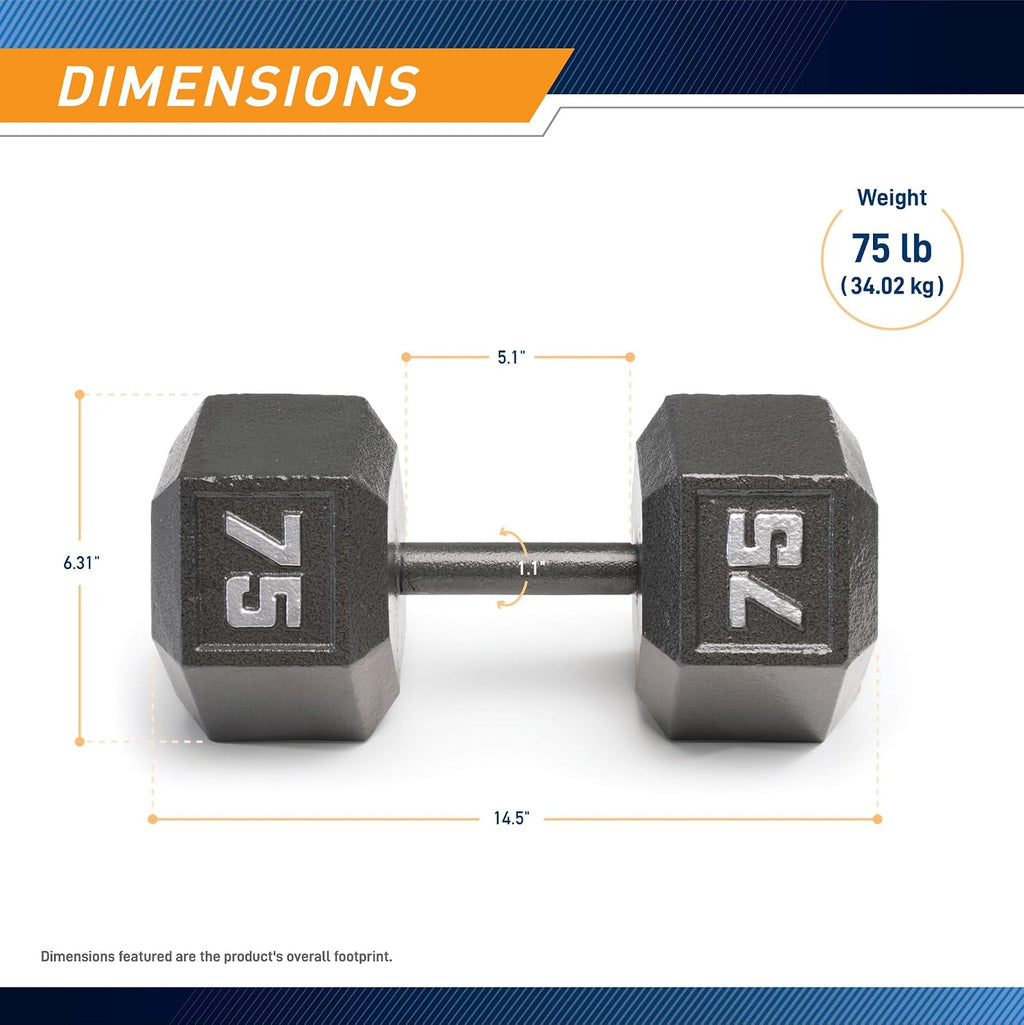 Marcy Cast Iron Hex Dumbbells Collection - Available size from 3-lb to 100-lb, SOLD INDIVIDUALLY