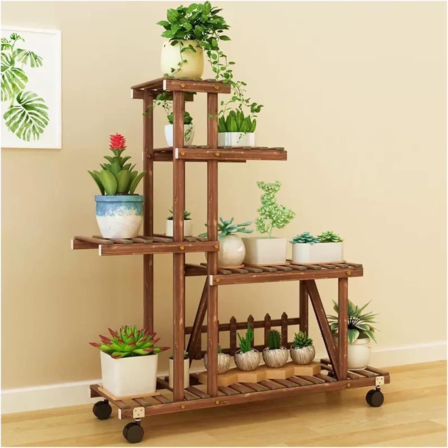 Potting Bench Table,Garden Potting Table, Indoor Outdoor Plant Rack Multi Tiers Plant Shelf Holder Display Storage Shelves Balcony Window Garden Living Room Patio Triangle Plant Stands