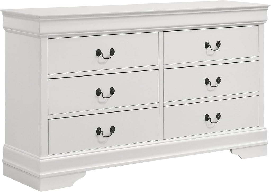 Coaster Home Furnishings Louis Philippe Traditional 4-Piece Bedroom Set Full Size Sleigh Bed Frame 47-inch Headboard White 202441F-S4