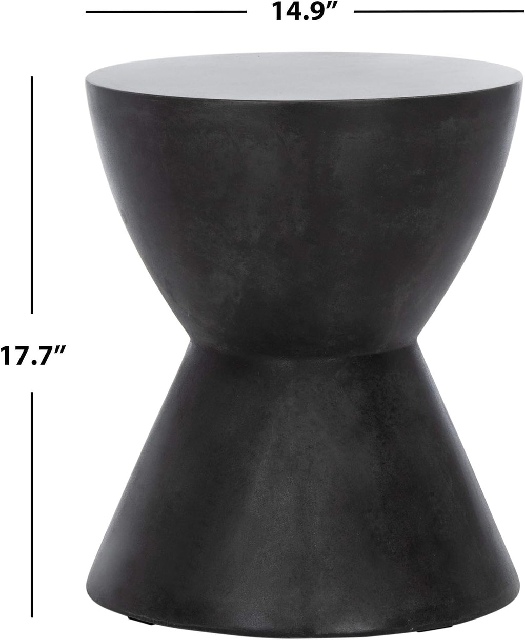 SAFAVIEH Outdoor - Athena Accent Stool - Black Concrete - Sculptural Drum Design - Ideal for Living Room, Patio, Deck, Sunroom, 14.9' W x 14.9' D x 17.7' H (VNN1011C)