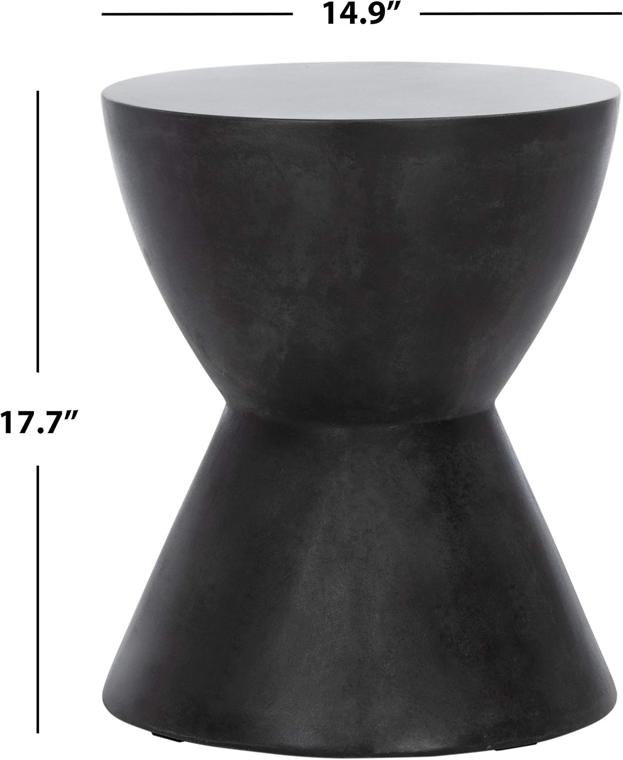 SAFAVIEH Outdoor - Athena Accent Stool - Black Concrete - Sculptural Drum Design - Ideal for Living Room, Patio, Deck, Sunroom, 14.9' W x 14.9' D x 17.7' H (VNN1011C)
