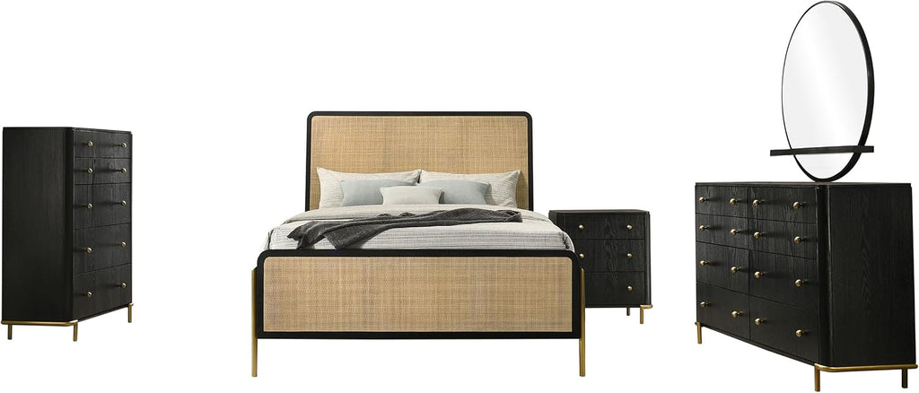 Black and Natural 5 King Bedroom Set