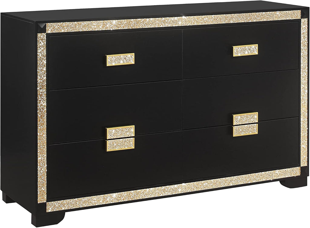 Lively Black,Gold King Bedroom Set
