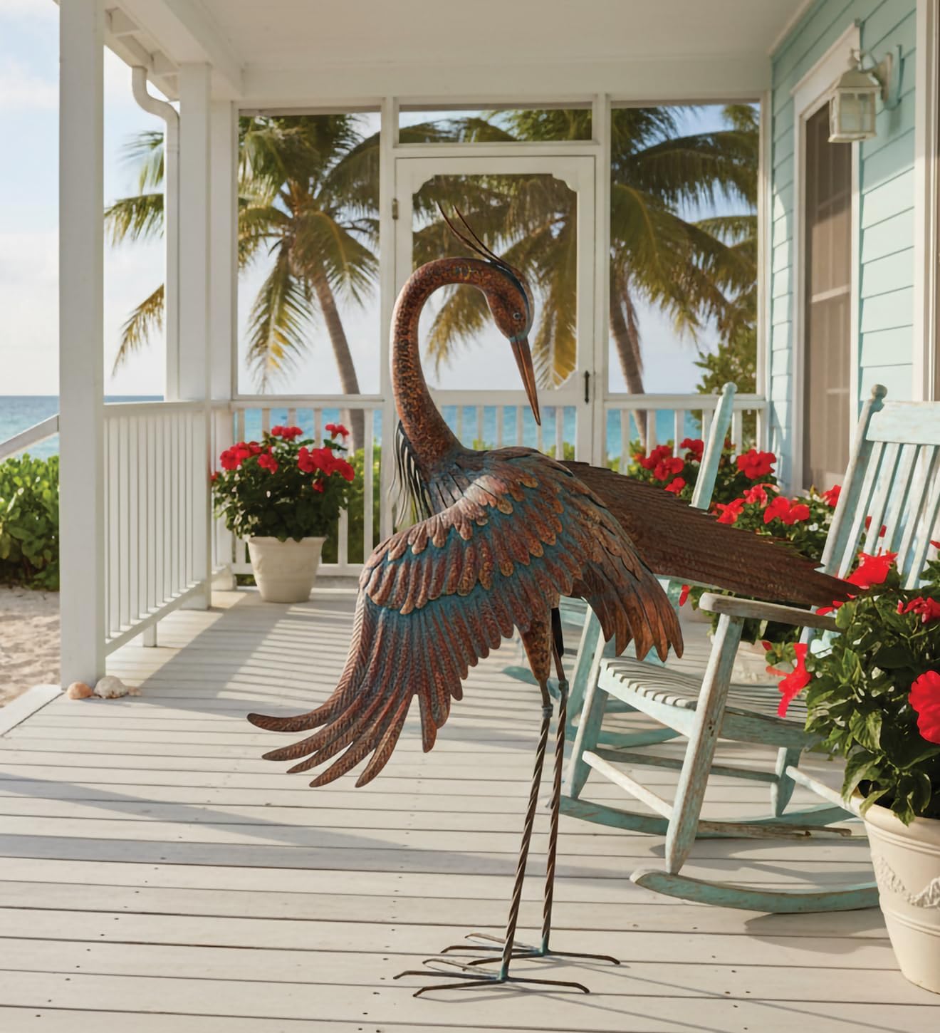 Regal Art & Gift Copper Patina Heron Metal Statue – Indoor Outdoor Decorative Sculpture for Home & Garden Décor, Weather-Resistant Yard Art Figure for Patio, Lawn