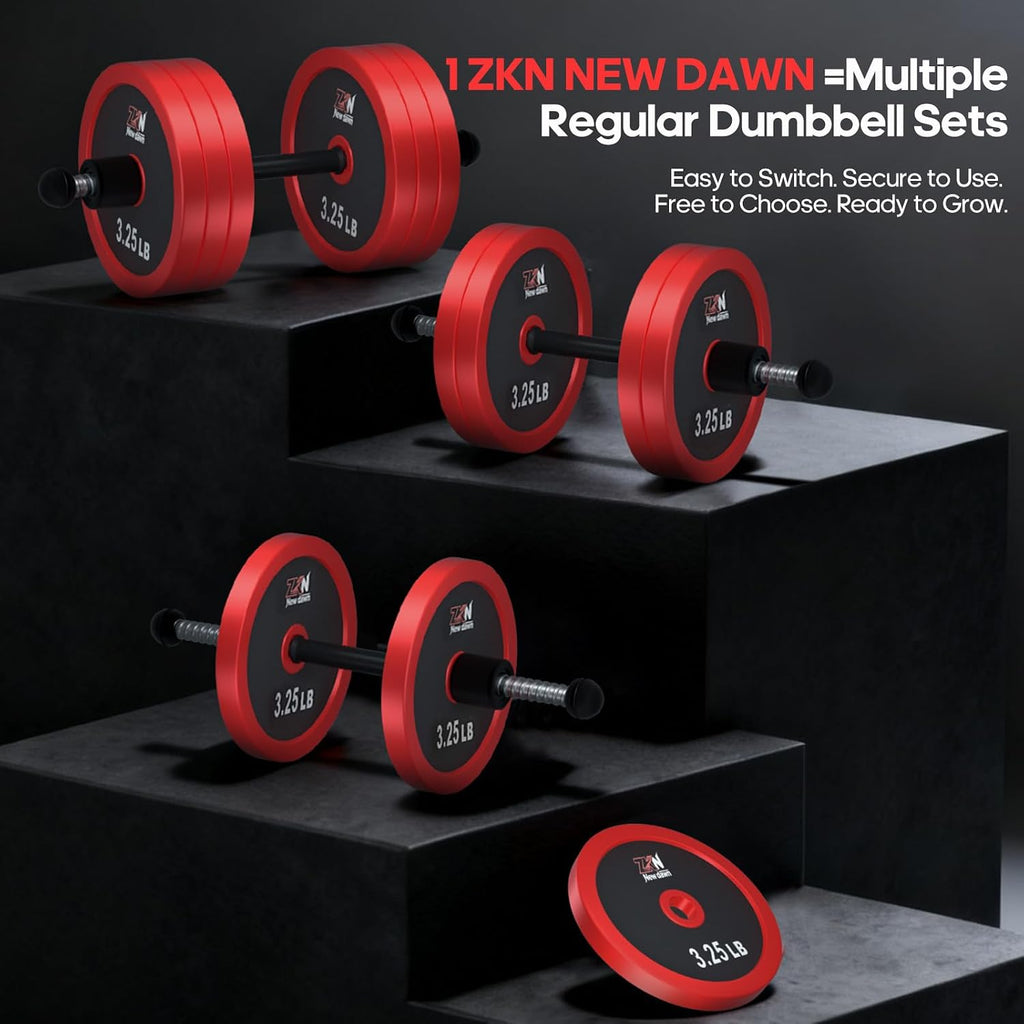 Adjustable Dumbbell Set，20/30/50/70/90lbs Free weight set with Carbon Steel,rack，Barbell Free weights set with Connector,Workout Equipment for Home Gym Suitable Men/Women