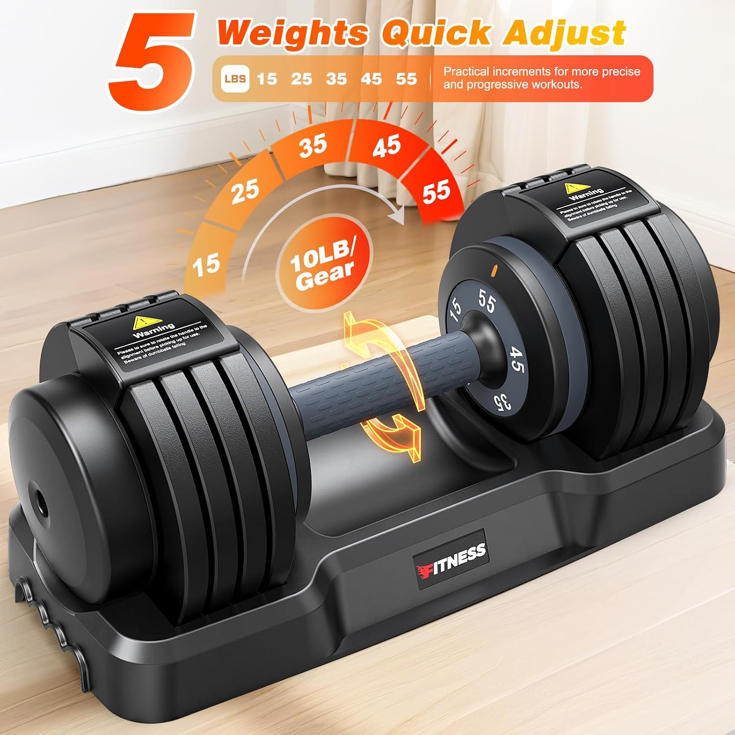 XDDIAS Adjustable Dumbbells Set of 2 for Strength Training, One-Hand Quick Adjust, 25/55/80/90 lbs Options, Anti-Slip Grip Handle, Compact Home Gym Weights for Men Women