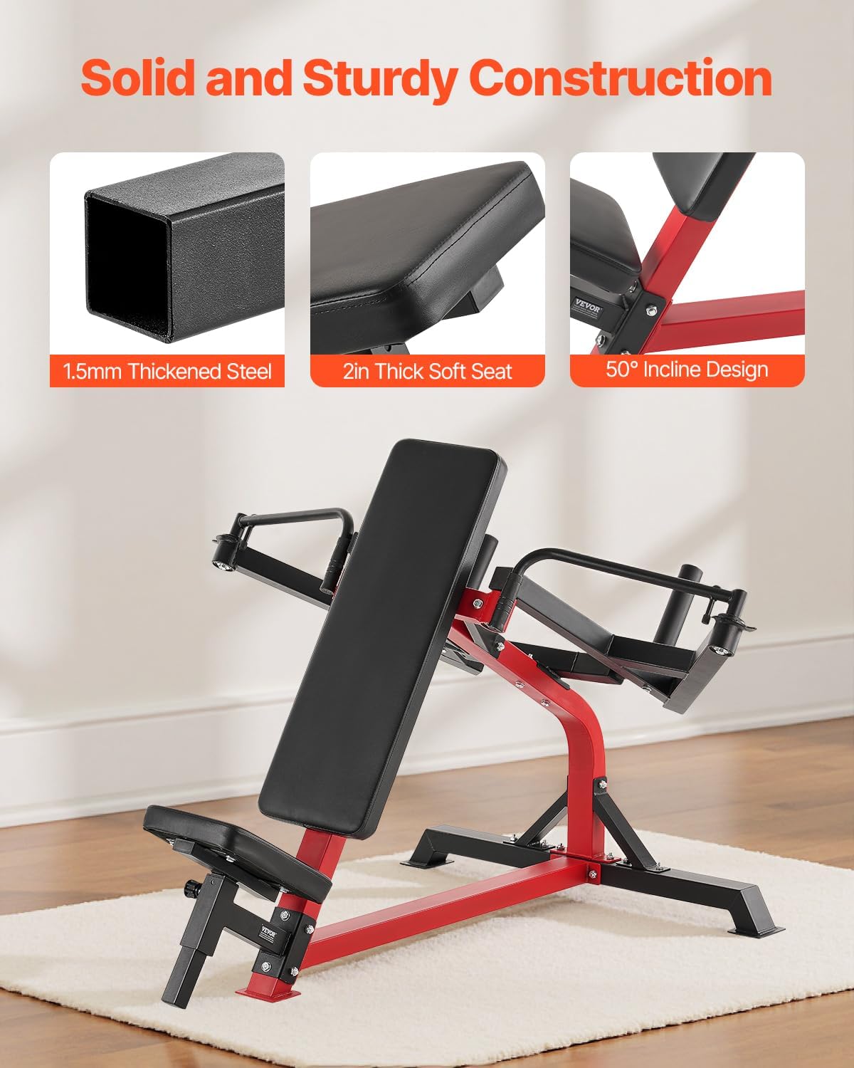 VEVOR Chest Press Machine, Bench Press Set, Adjustable Flat Incline Bench with Independent Converging Arms, Upper Chest Equipment, Fitness Home Gym Equipment Chest