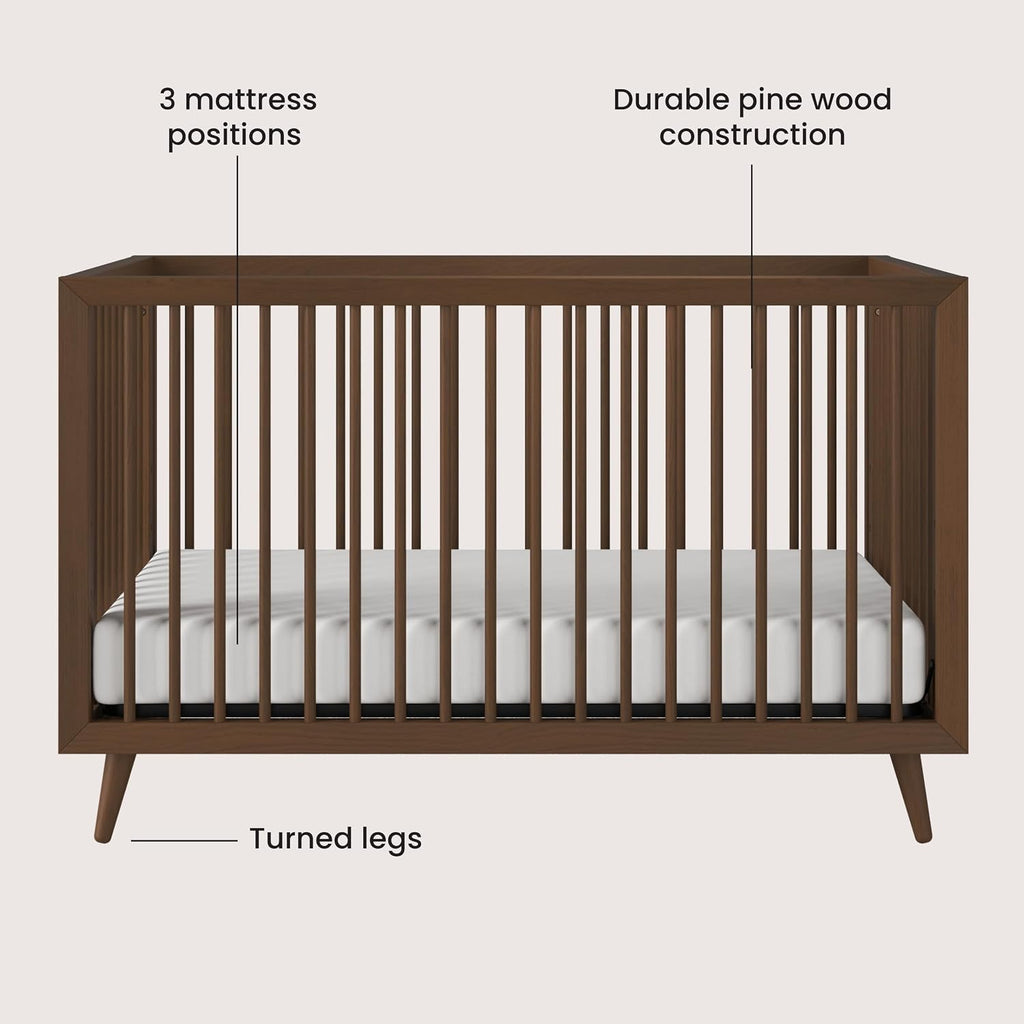 Child Craft Cranbrook Design 4-in-1 Convertible Baby Crib Nursery Furniture Set, Baby Bed and 6 Drawers Double Dresser, for Babies, Toddlers and Kids Bedroom (2 Piece - Toasted Chestnut)