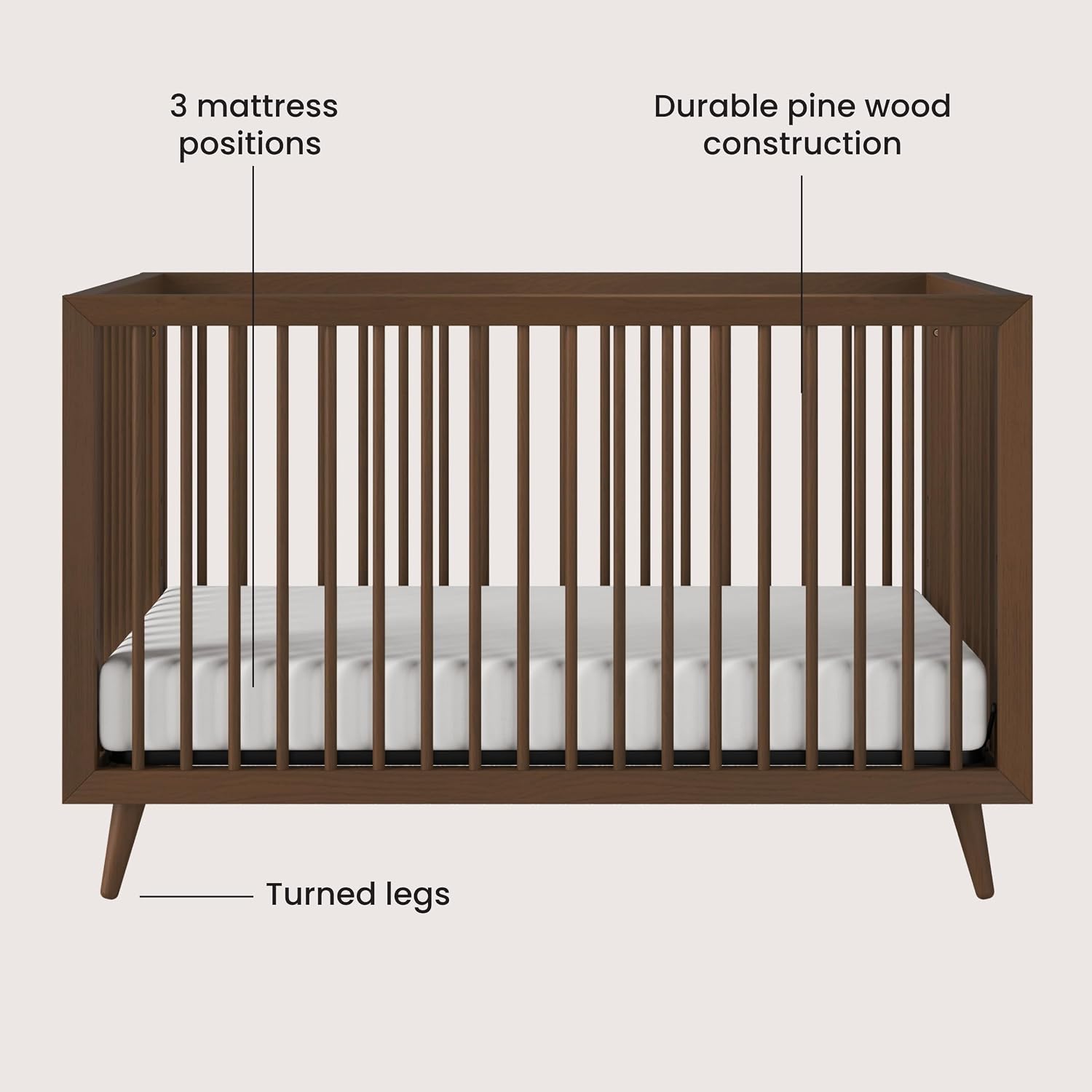 Child Craft Cranbrook Design 4-in-1 Convertible Baby Crib Nursery Furniture Set, Baby Bed and 6 Drawers Double Dresser, for Babies, Toddlers and Kids Bedroom (2 Piece - Toasted Chestnut)
