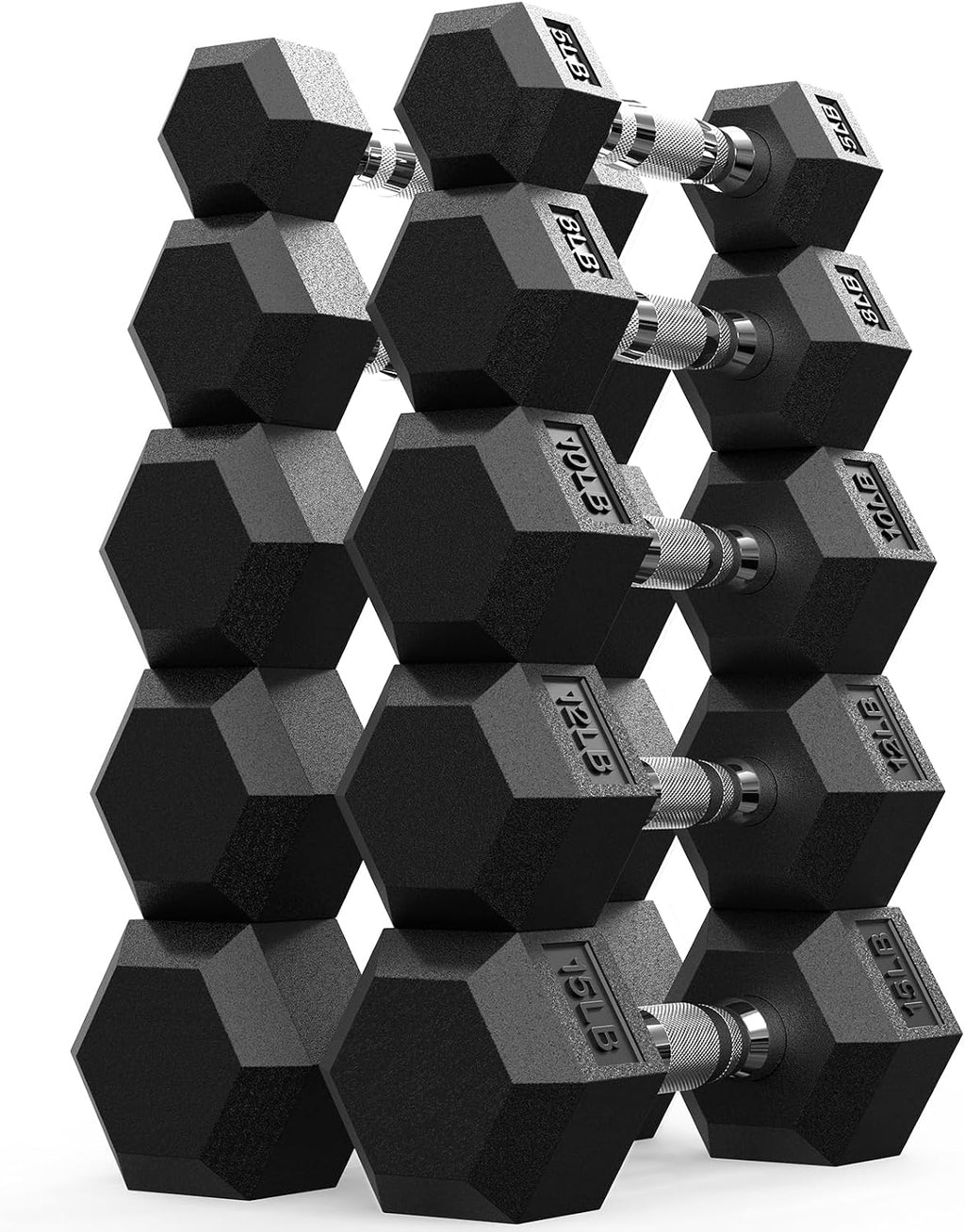 PAPABABE Dumbbell Set, Rubber Encased Home Gym Dumbbells, Weight Dumbbells for Women & Men, Hand Weights for Home Gym & Strength Training