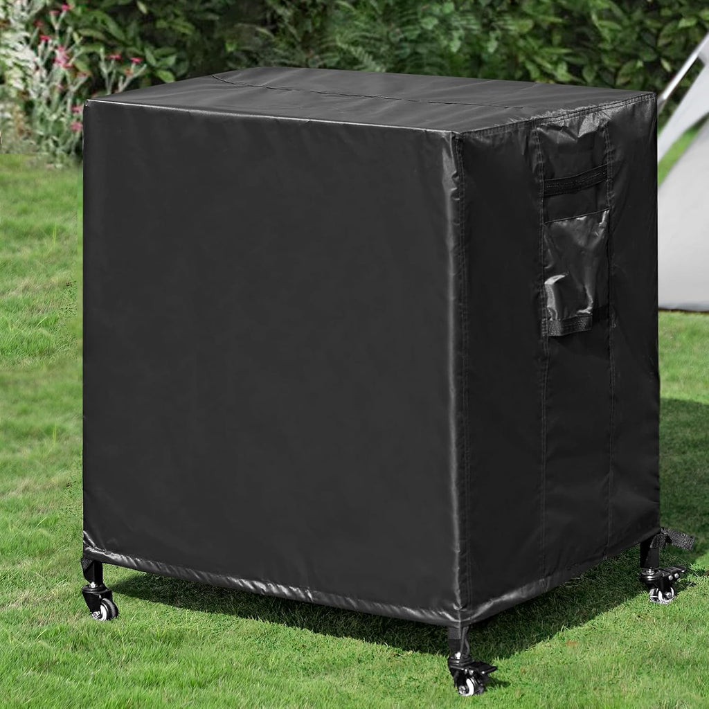 Stainless Steel Grill Cart with Cover Pizza Oven Stand with Water-proof Cover Trolley Table with Wheels Three-Shelf Movable Food Prep and Work Table Heavy Duty Grill Cart Outdoor 31.5'×24'×35.5'