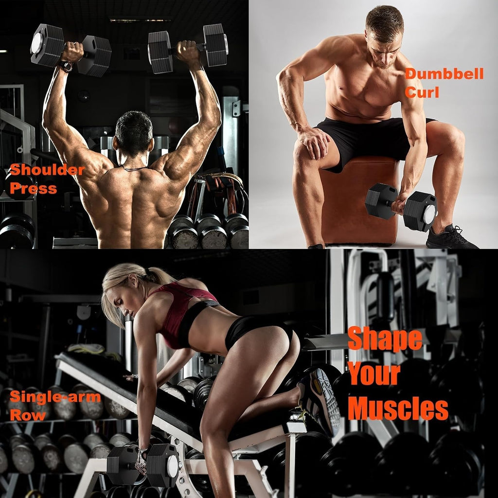 Adjustable Dumbbell Sets, Each 50/80/90/110/120LB Pairs Durable Steel Build, Free Weights Dumbbells Set of 2 with Anti-slip Handle, For Full Body Home Gym Workout Home Strength Training Equipment 50/80/90/110/120LBSX2