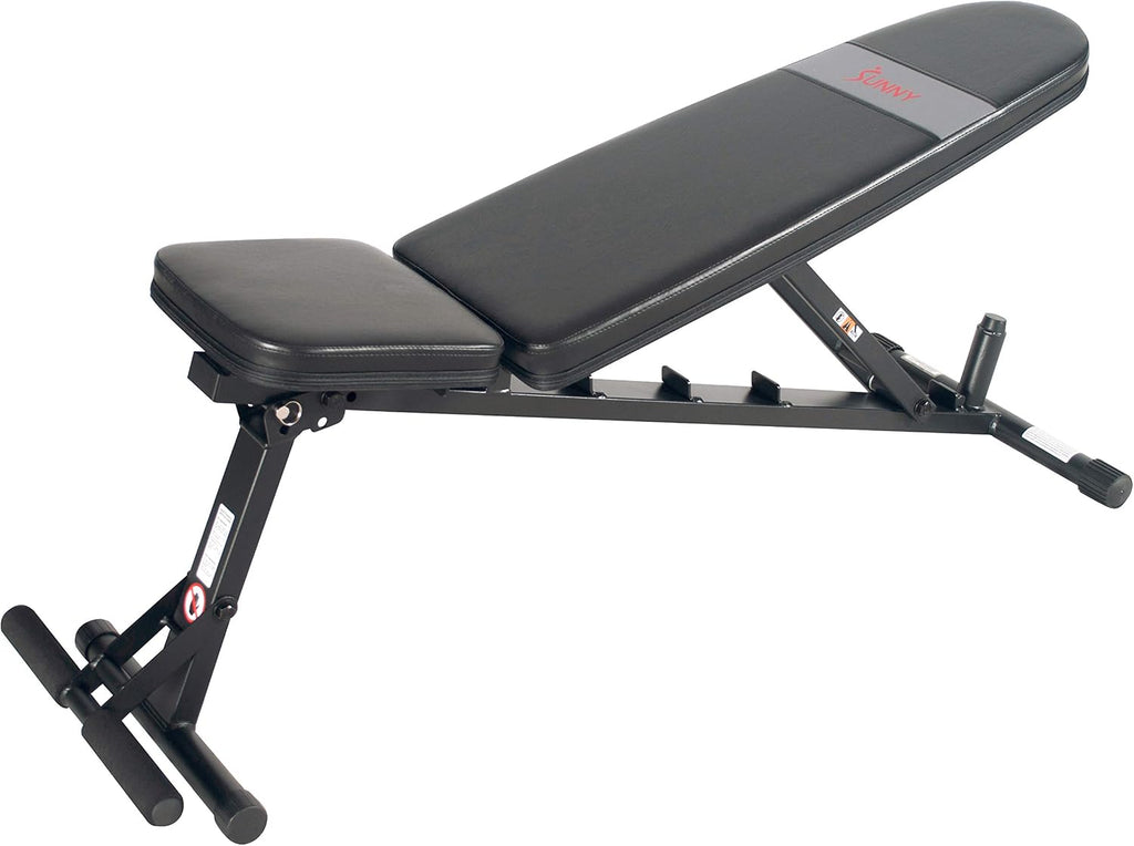Sunny Health & Fitness Adjustable Weight Bench for Home Gym Strength Training, Incline/Decline, Multi-Position, High Weight Capacity