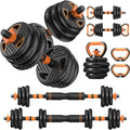 Adjustable Dumbbell Set, 33/44/66/88lbs Free Weights Set with Connector, 5 in 1 Weights Dumbbells Set Used as Barbell, Kettlebells, Push up Stand, Weight Plate, Exercise & Fitness Equipment for Home Gym Workout