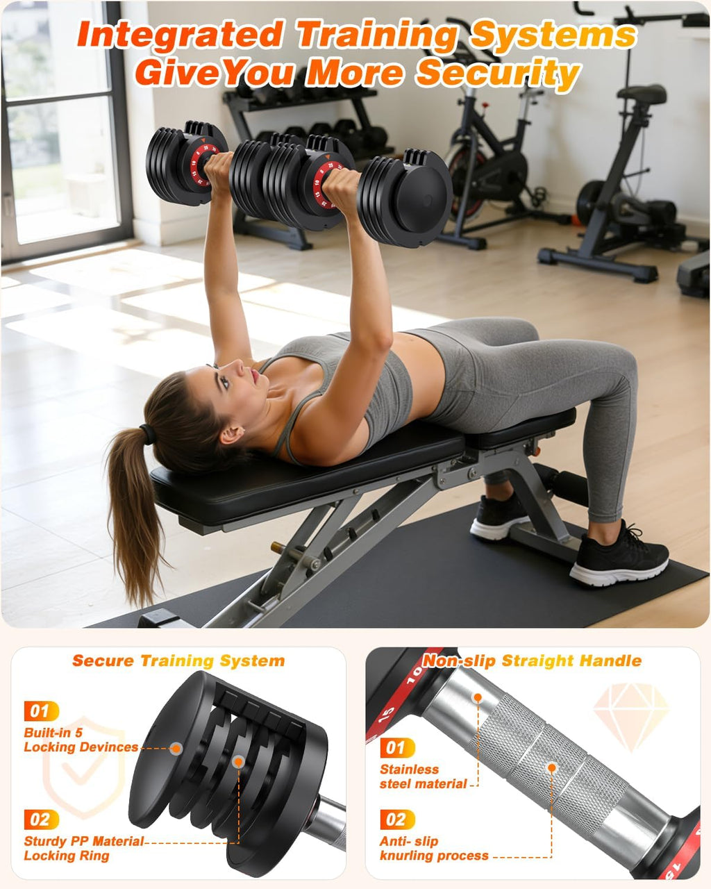 XDDIAS Adjustable Dumbbells Set of 2 for Strength Training, One-Hand Quick Adjust, 25/55/80/90 lbs Options, Anti-Slip Grip Handle, Compact Home Gym Weights for Men Women