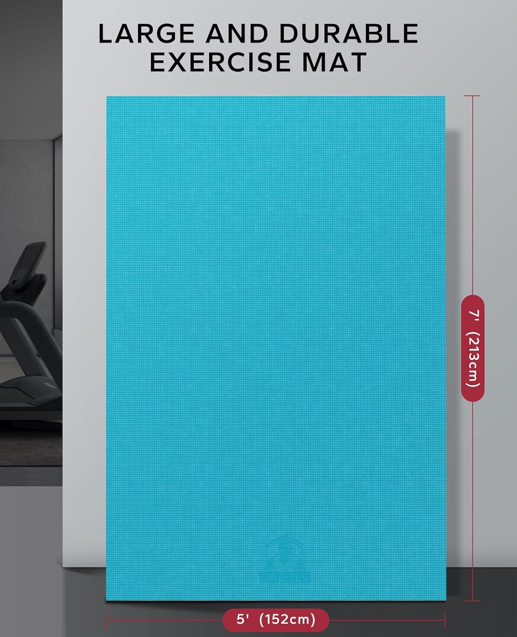 HAPBEAR Large Exercise Mat-7'x5'/6'x8'/6'x9'/6'x10'/6'x12'x8mm(1/3'),Non-Slip, Ultra Durable, Thick Workout Mat for Home Gym Flooring Cardio, Yoga for Fitness, High-Density, Shoes-Friendly