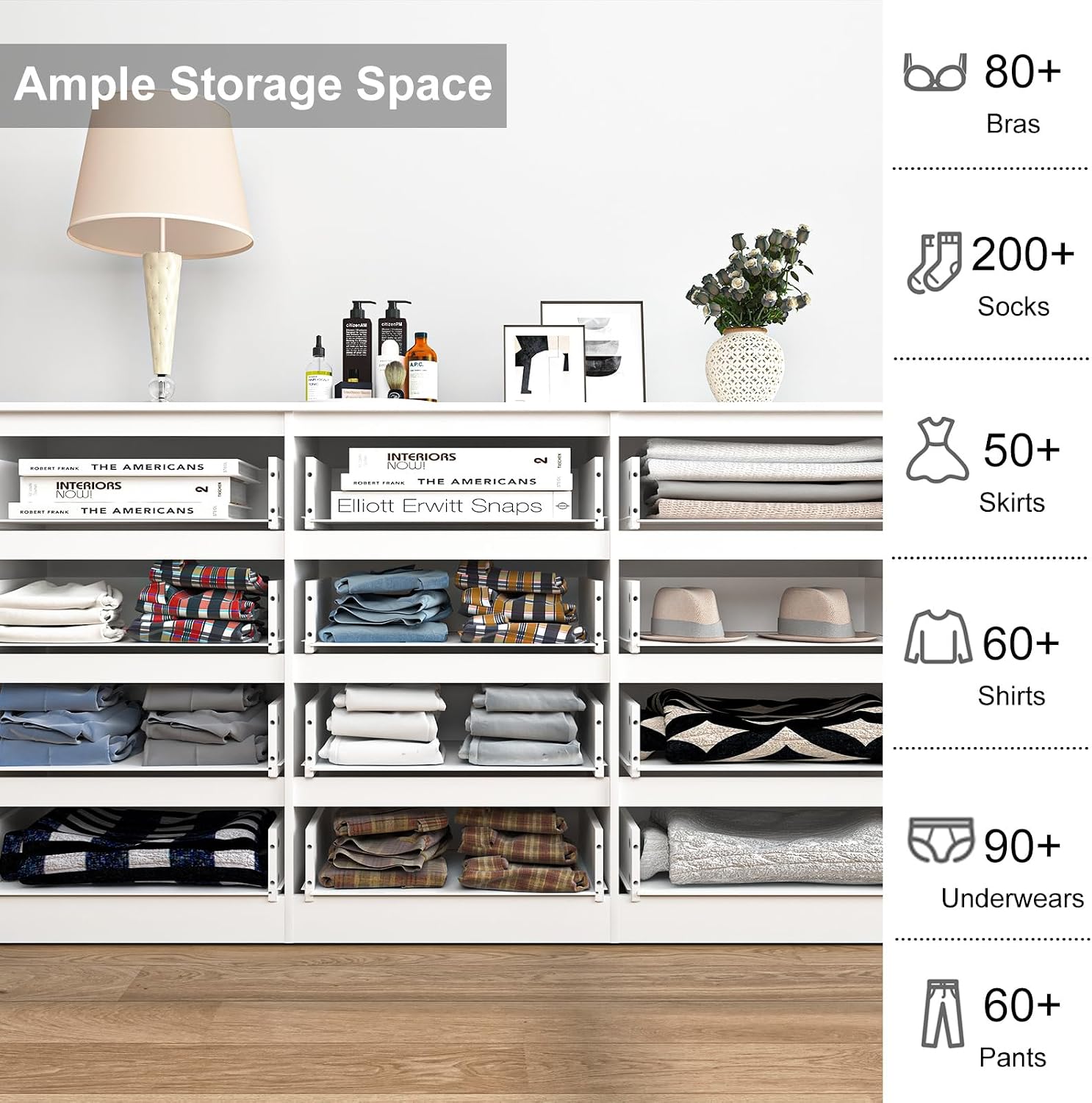 Vibe & Dine White Dresser 12 Drawer, Modern Long Dresser for Bedroom, Wood Chest of Drawers with Wide Storage for Living Room