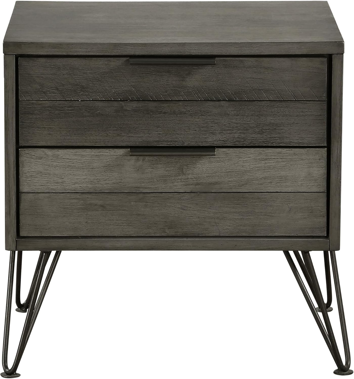5-Piece Modern Full Size Bed Set Panel Gray Finish Solid Acacia Wood Metal Legs Bedroom Furniture