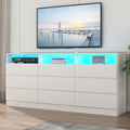 Loomie 9 Drawers Dresser, White Drawer Cabinet with Power Outlet, Accent Chests of Drawers with LED Light, Modern Storage Chest for Bedroom, Living Room (9 Drawers White)