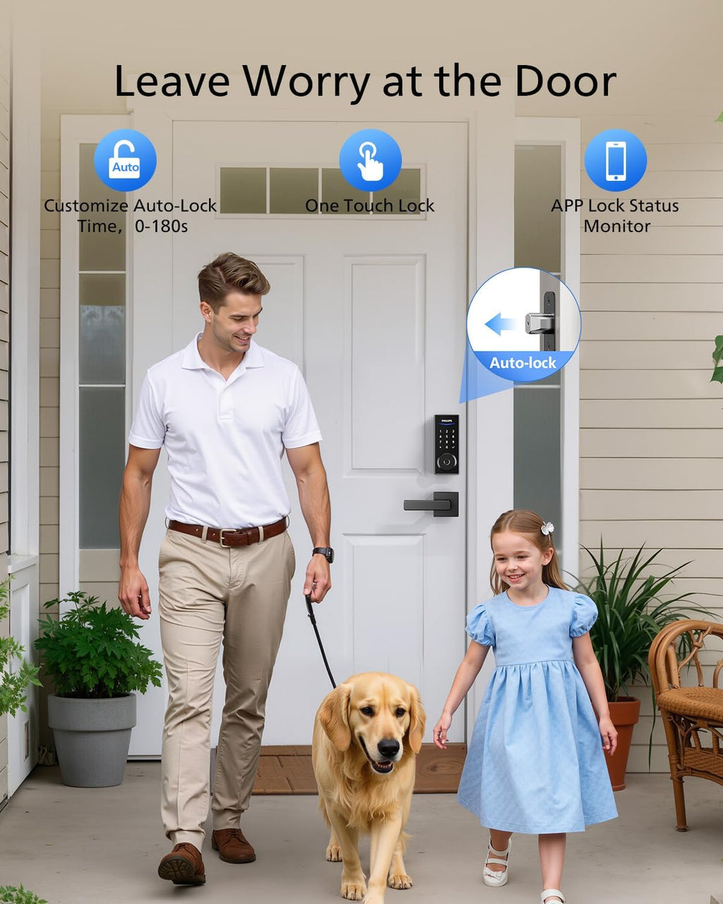 Philips WiFi Smart Lock with Handle Bundle with Security Video Doorbell Camera